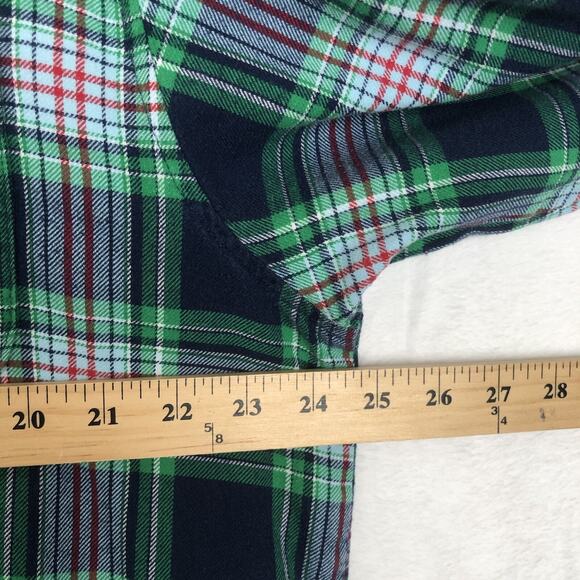 LANDS END‎ Flannel Pajamas Men's Sz L Blue Green Plaid 100% Cotton Button Up Set - Picture 9 of 16